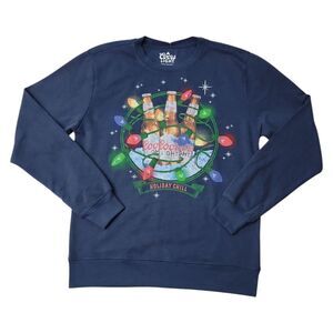 Men's Holiday Crewneck Graphic Print Fleece Sweatshirt - Blue Cove